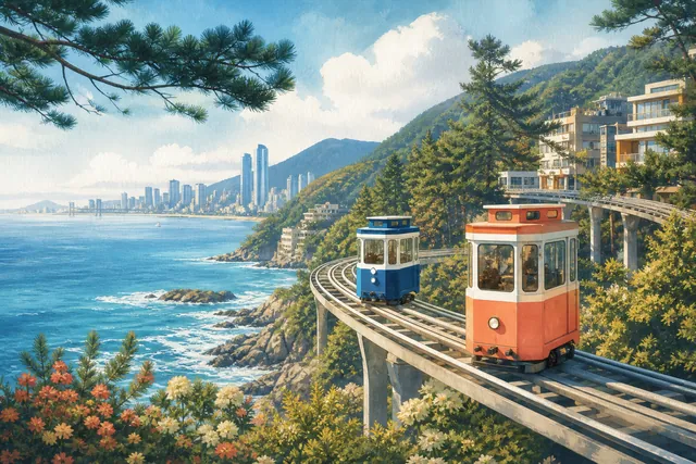 Representative editorial illustration of Haeundae Blue Line Park in Busan.