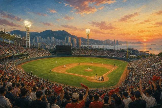 Representative editorial illustration of Lotte Giants KBO Game at Sajik in Busan.